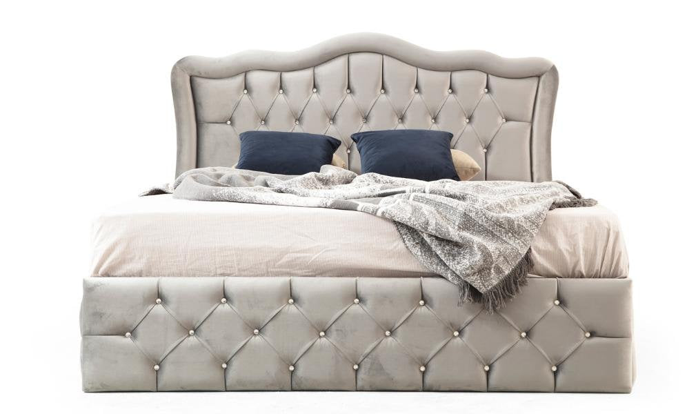 Cadre de lit Venise gris 140x190 cm 160x200 cm 180x200 cm Velours
