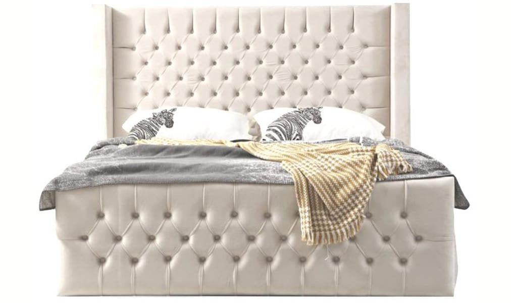 Cadre de lit Bianca Blanc cassé 140x190 cm 160x200 cm 180x200 cm Velours