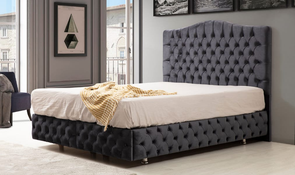 Lit coffre Paris Anthracite 140x190 cm 160x200 cm 180x200 cm Velours