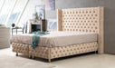 Lit coffre Clouté beige Velours - Relax Meubles