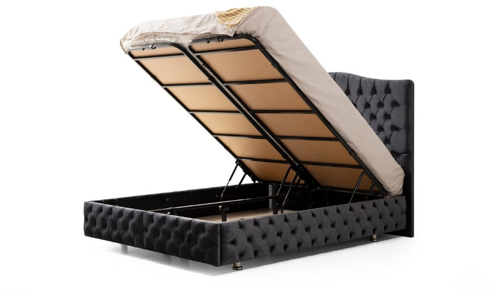 Lit coffre Paris Anthracite 140x190 cm 160x200 cm 180x200 cm Velours