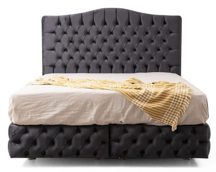 Lit coffre Paris Anthracite 140x190 cm 160x200 cm 180x200 cm Velours