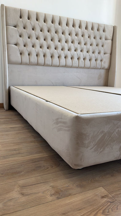 Lit coffre Luxury beige Velours - Relax Meubles