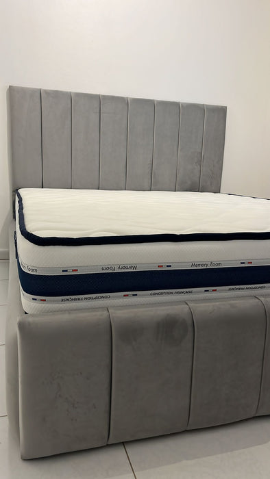 Cadre de lit Polo gris 140x190 cm 160x200 cm 180x200 cm Velours