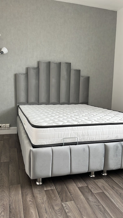 Lit coffre Natura gris 140x190 cm 160x200 cm 180x200 cm Velours