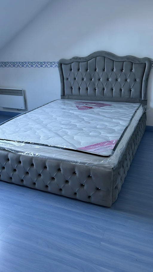 Cadre de lit Venise gris Velours - Relax Meubles