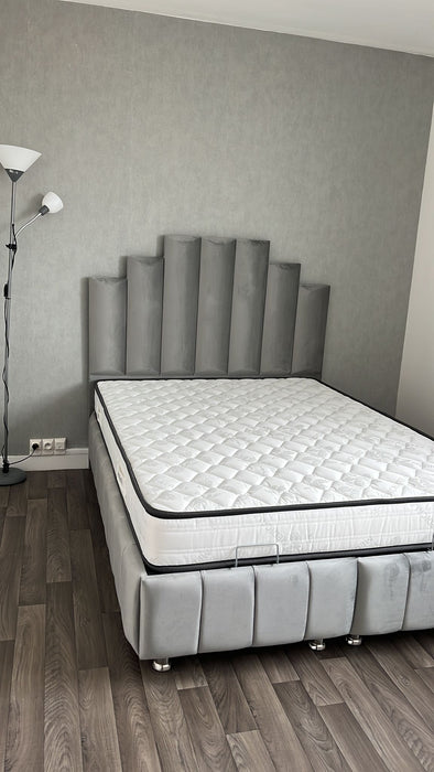 Lit coffre Natura gris 140x190 cm 160x200 cm 180x200 cm Velours