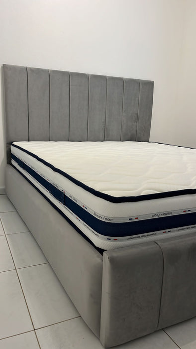 Cadre de lit Polo gris 140x190 cm 160x200 cm 180x200 cm Velours