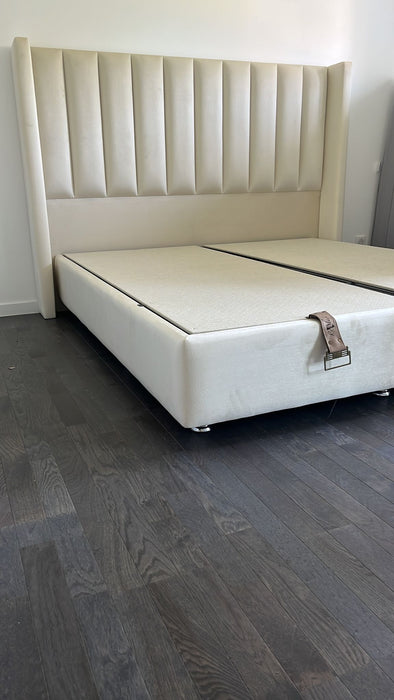 Lit coffre Ariane Blanc cassé 140x190 cm 160x200 cm 180x200 cm Velours