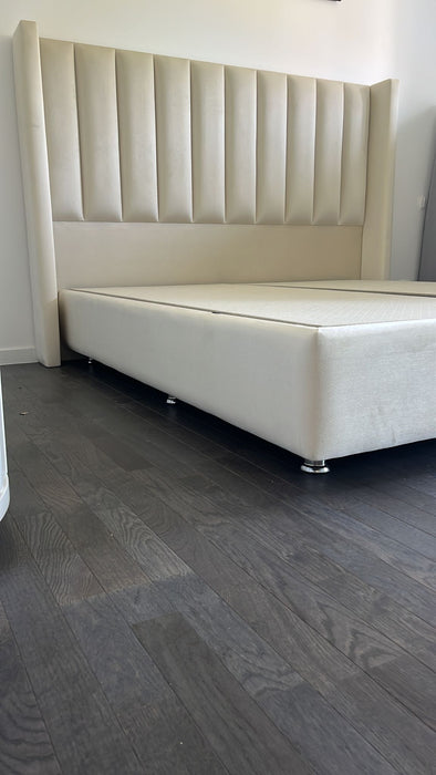 Lit coffre Ariane Blanc cassé 140x190 cm 160x200 cm 180x200 cm Velours