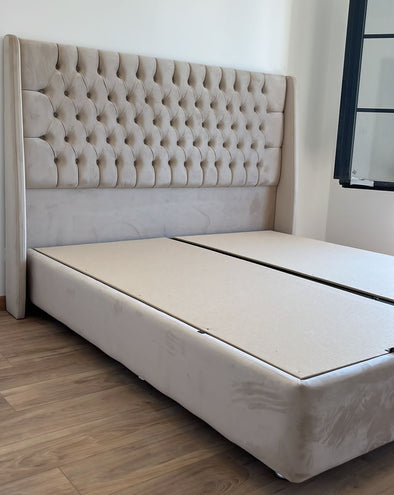 Lit coffre Luxury beige 140x190 cm 160x200 cm 180x200 cm Velours