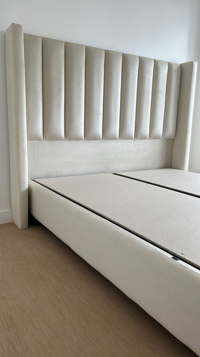 Lit coffre Ariane Blanc cassé 140x190 cm 160x200 cm 180x200 cm Velours