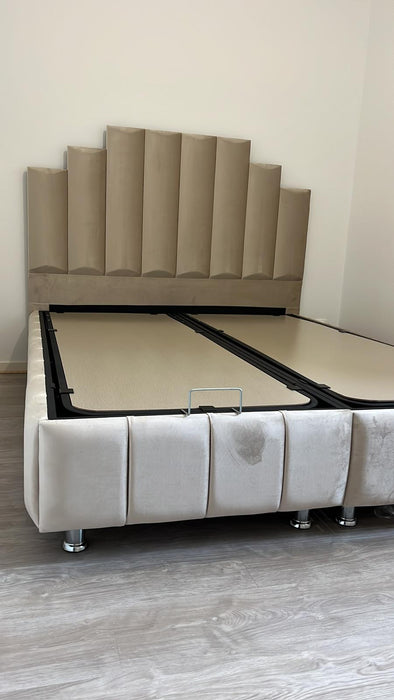 Lit coffre Natura beige 140x190 cm 160x200 cm 180x200 cm Velours